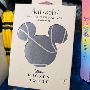 Kitsch Mickey Mouse Satin Pillowcase - Gray and White